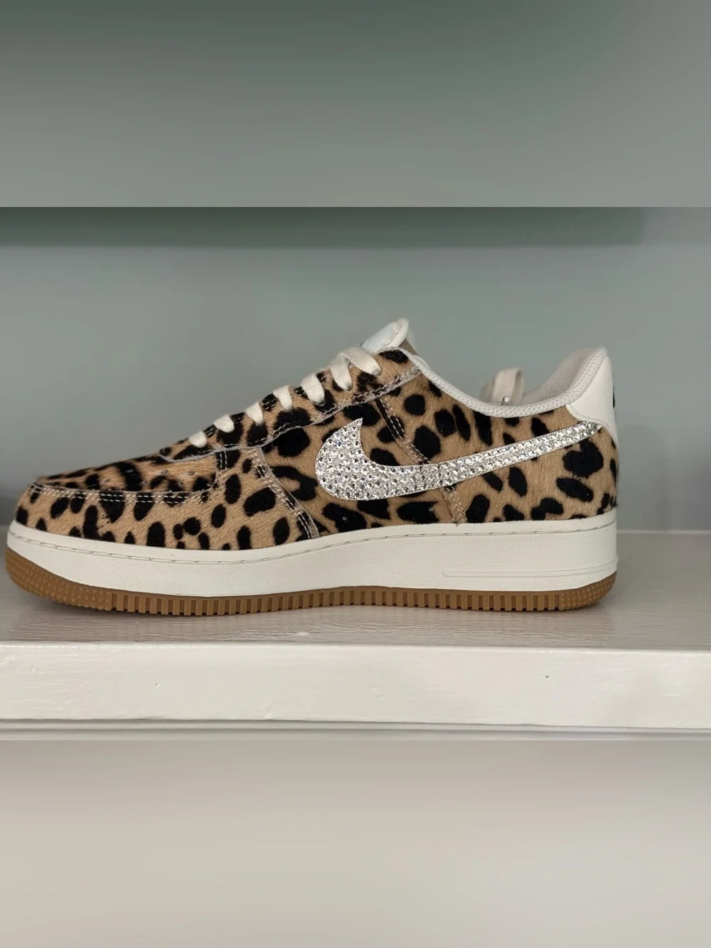Nike Air Force 1 ‘07 ND1 Sneaker. CUSTOMIZED Leopard with Swarovski bling! 8.5